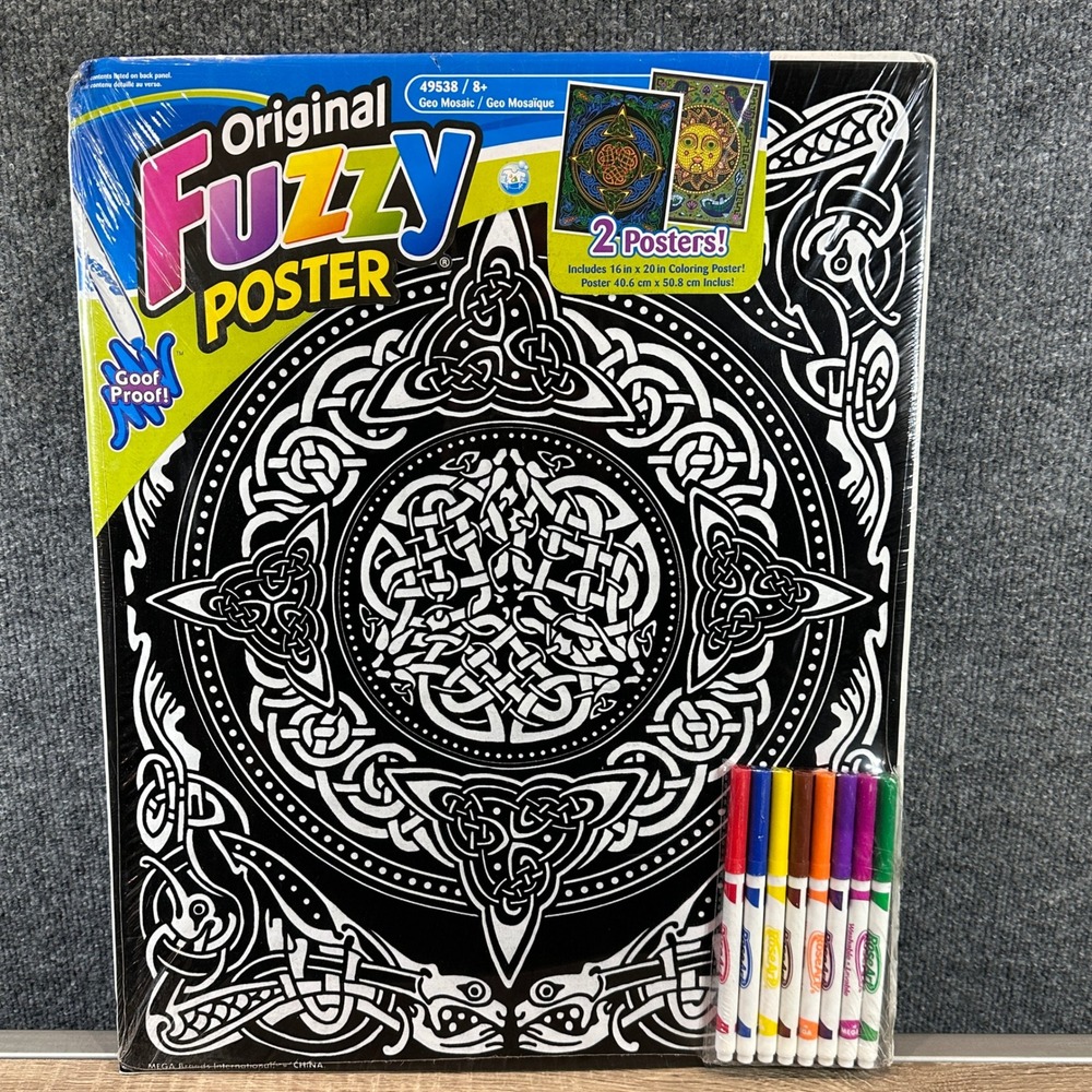VTG RoseArt Fuzzy Poster Velvet Coloring Posters 16x20 USA Sealed Y2K Retro NEW